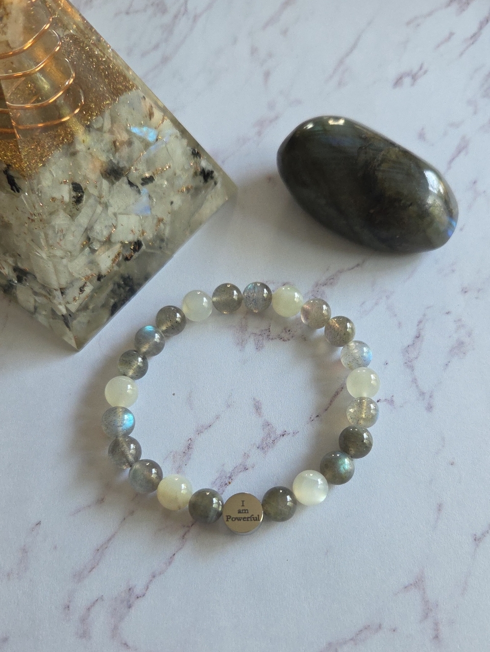 Handmade I Am Powerful Crystal Bracelet